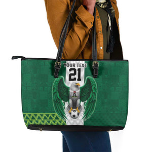 Custom Football African Nigeria Leather Tote Bag Retro Nigeria 20-21 Eagle Flag Motif - African Pride