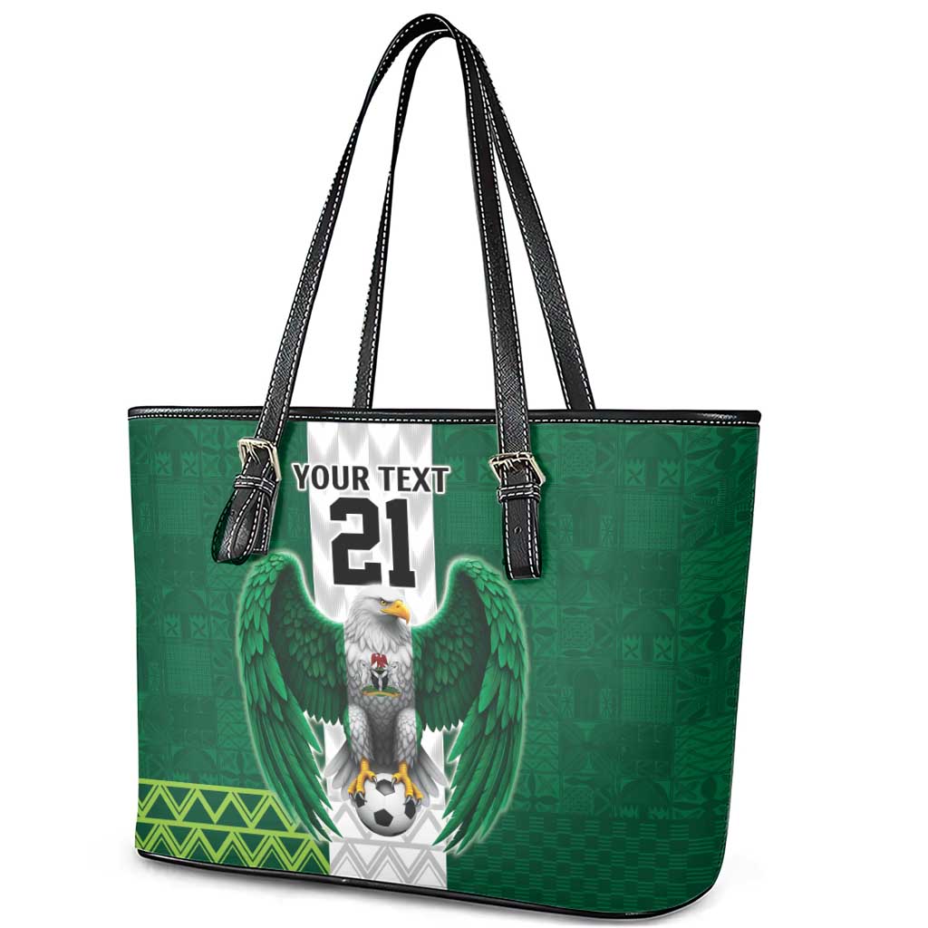 Custom Football African Nigeria Leather Tote Bag Retro Nigeria 20-21 Eagle Flag Motif - African Pride