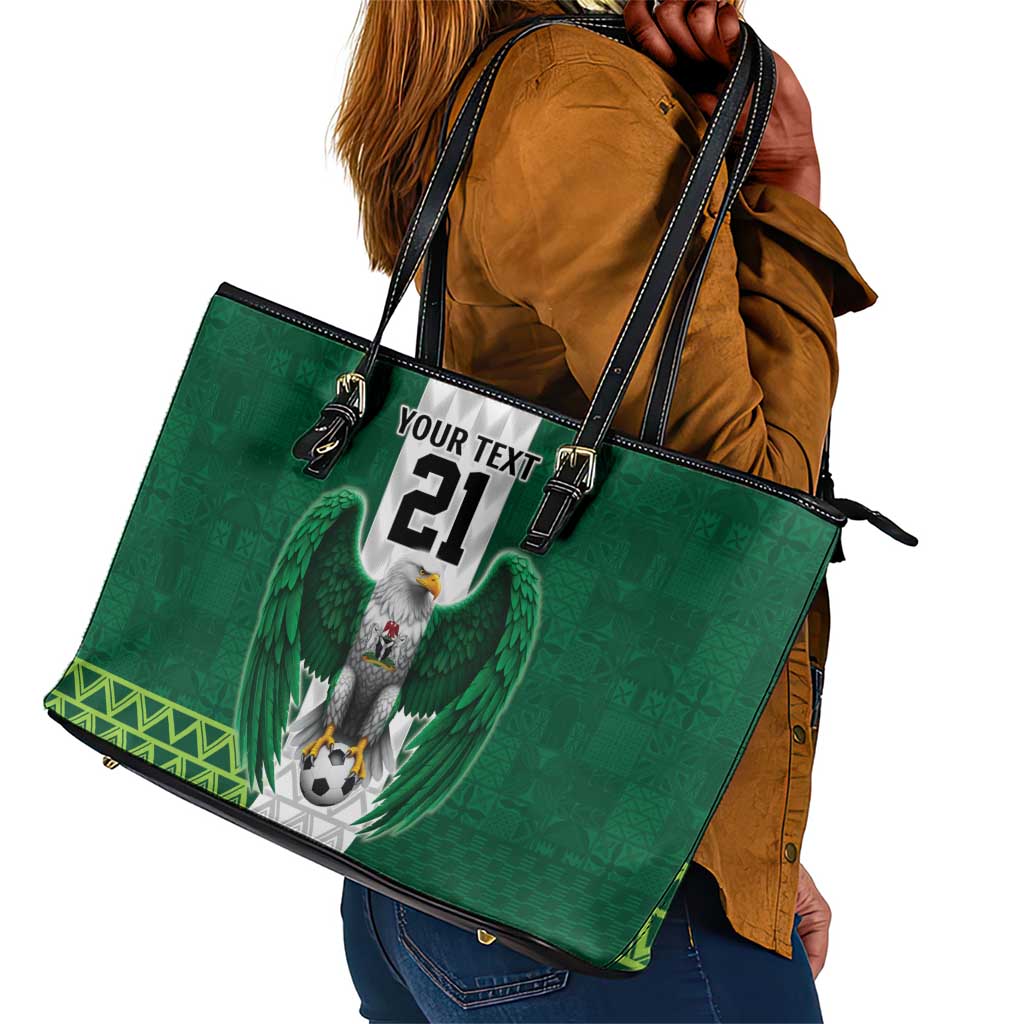 Custom Football African Nigeria Leather Tote Bag Retro Nigeria 20-21 Eagle Flag Motif - African Pride