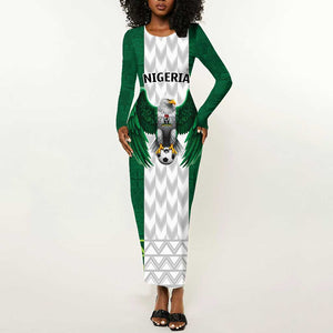 Custom Football African Nigeria Long Sleeve Bodycon Dress Retro Nigeria 20-21 Eagle Flag Motif - African Pride