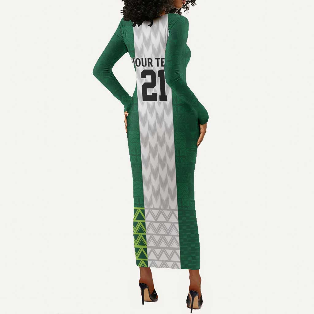 Custom Football African Nigeria Long Sleeve Bodycon Dress Retro Nigeria 20-21 Eagle Flag Motif - African Pride