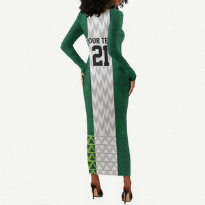 Custom Football African Nigeria Long Sleeve Bodycon Dress Retro Nigeria 20-21 Eagle Flag Motif - African Pride