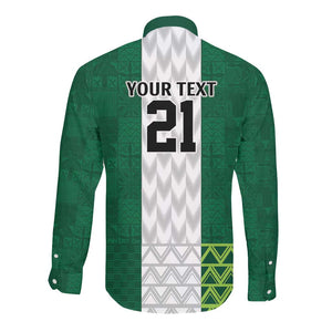 Custom Football African Nigeria Long Sleeve Button Shirt Retro Nigeria 20-21 Eagle Flag Motif - African Pride