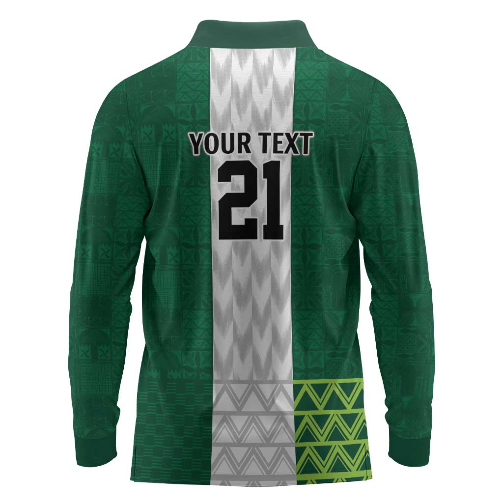 Custom Football African Nigeria Long Sleeve Polo Shirt Retro Nigeria 20-21 Eagle Flag Motif - African Pride