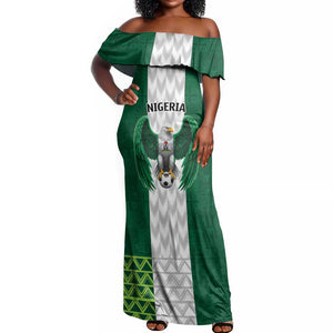 Custom Football African Nigeria Off Shoulder Maxi Dress Retro Nigeria 20-21 Eagle Flag Motif - African Pride