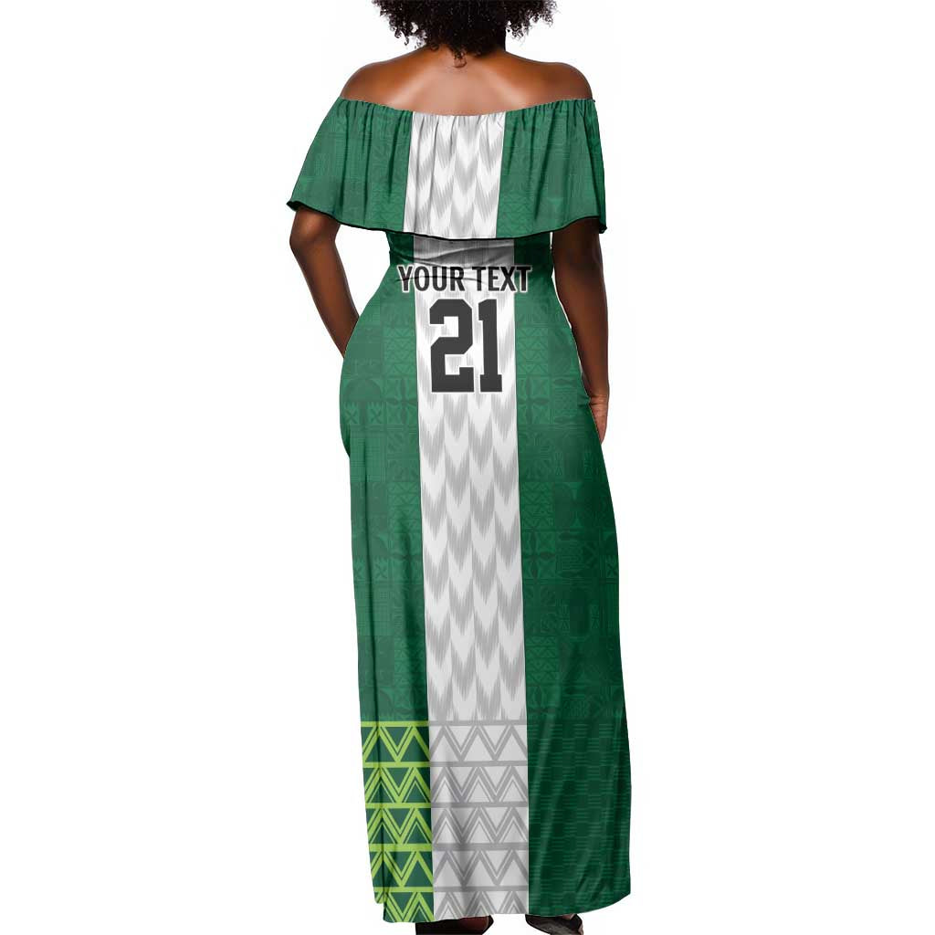 Custom Football African Nigeria Off Shoulder Maxi Dress Retro Nigeria 20-21 Eagle Flag Motif - African Pride