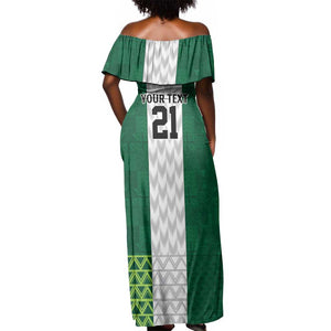 Custom Football African Nigeria Off Shoulder Maxi Dress Retro Nigeria 20-21 Eagle Flag Motif - African Pride