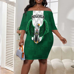 Custom Football African Nigeria Off Shoulder Short Dress Retro Nigeria 20-21 Eagle Flag Motif - African Pride