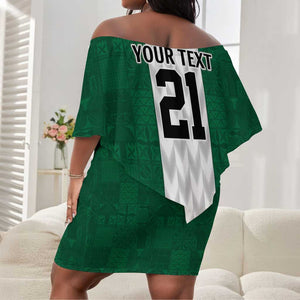 Custom Football African Nigeria Off Shoulder Short Dress Retro Nigeria 20-21 Eagle Flag Motif - African Pride
