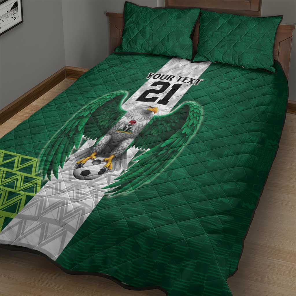 Custom Football African Nigeria Quilt Bed Set Retro Nigeria 20-21 Eagle Flag Motif - African Pride