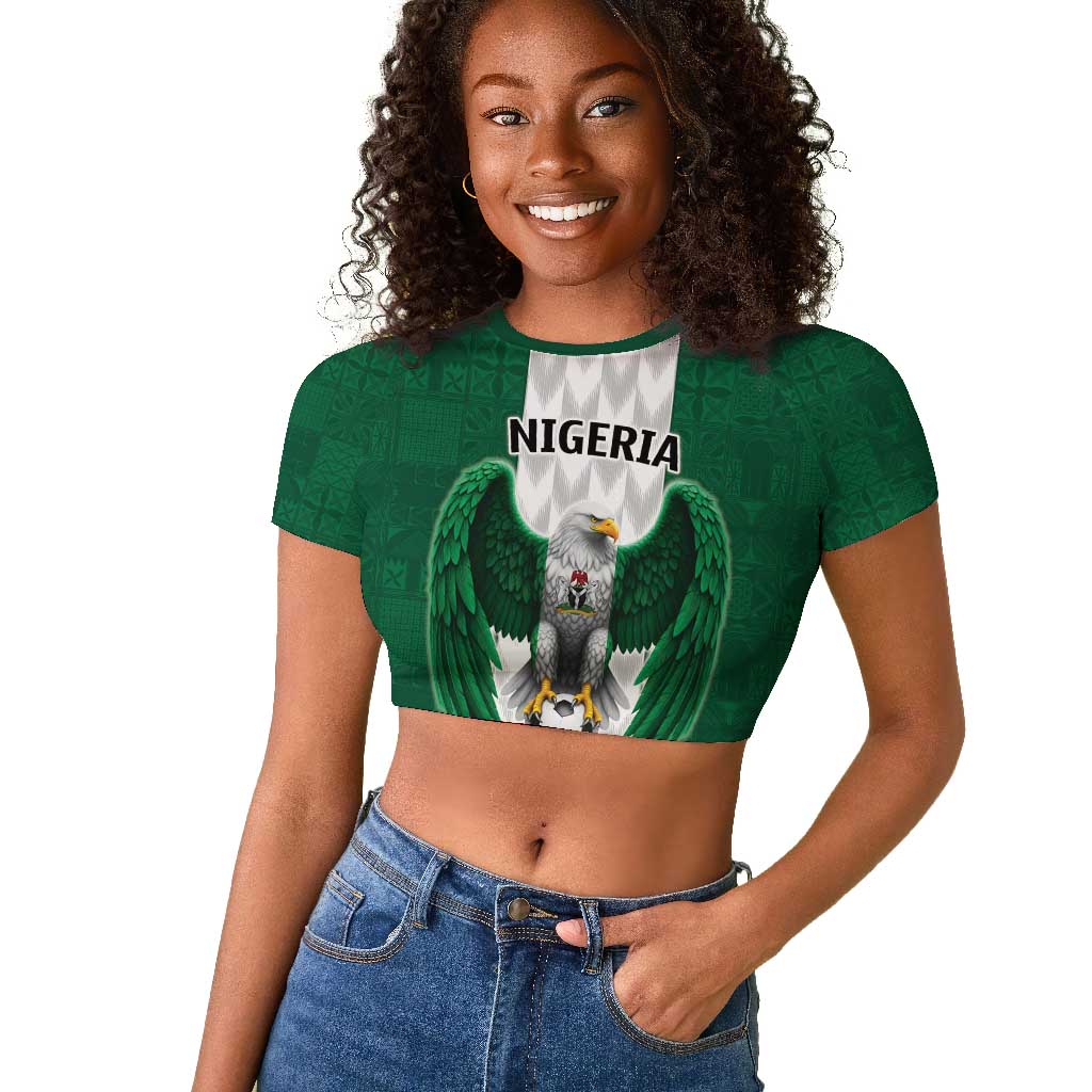 Custom Football African Nigeria Raglan Cropped T shirt Retro Nigeria 20-21 Eagle Flag Motif - African Pride