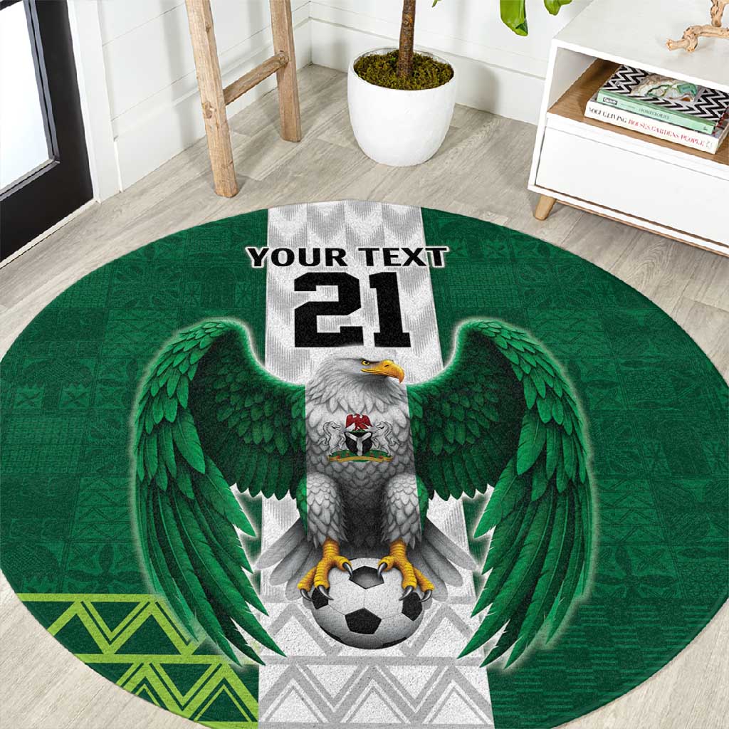 Custom Football African Nigeria Round Carpet Retro Nigeria 20-21 Eagle Flag Motif - African Pride