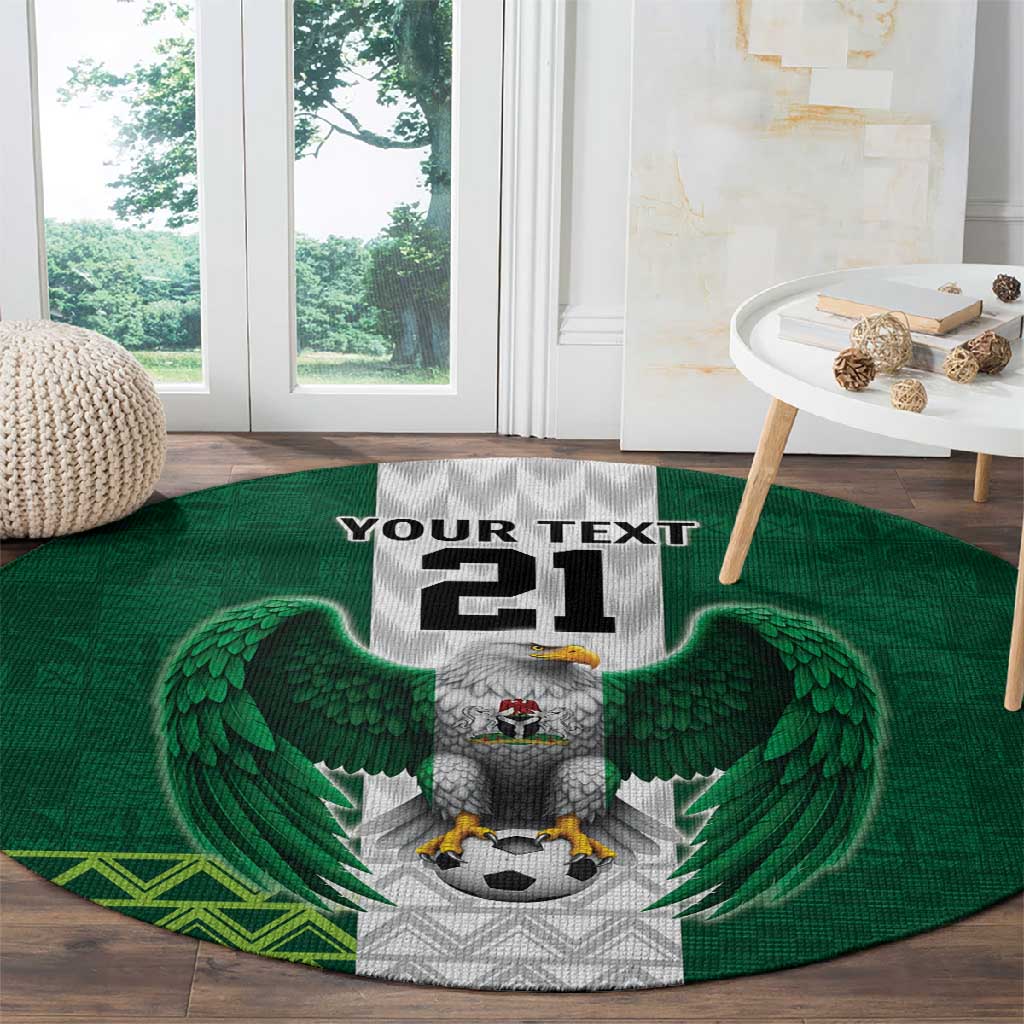 Custom Football African Nigeria Round Carpet Retro Nigeria 20-21 Eagle Flag Motif - African Pride