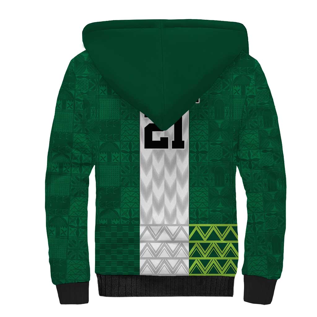 Custom Football African Nigeria Sherpa Hoodie Retro Nigeria 20-21 Eagle Flag Motif - African Pride