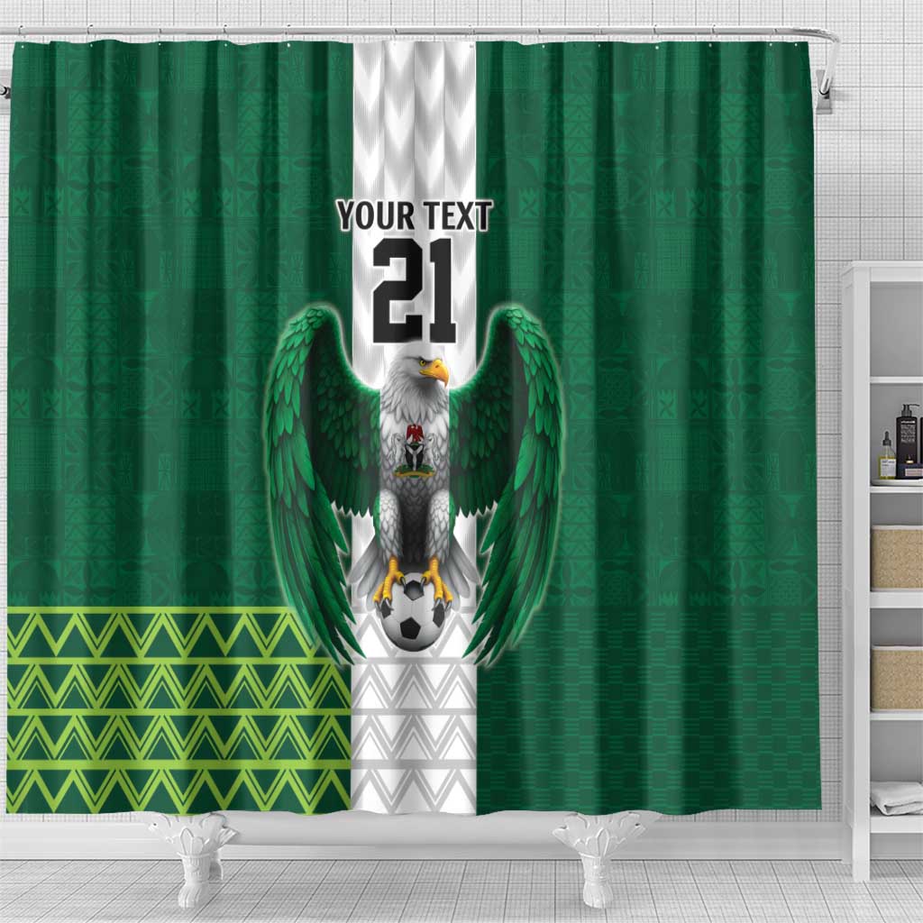 Custom Football African Nigeria Shower Curtain Retro Nigeria 20-21 Eagle Flag Motif - African Pride