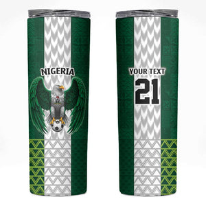 Custom Football African Nigeria Skinny Tumbler Retro Nigeria 20-21 Eagle Flag Motif - African Pride