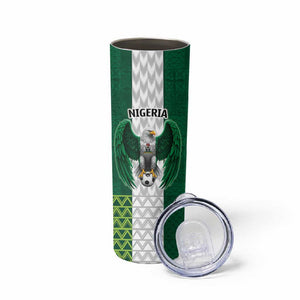 Custom Football African Nigeria Skinny Tumbler Retro Nigeria 20-21 Eagle Flag Motif - African Pride