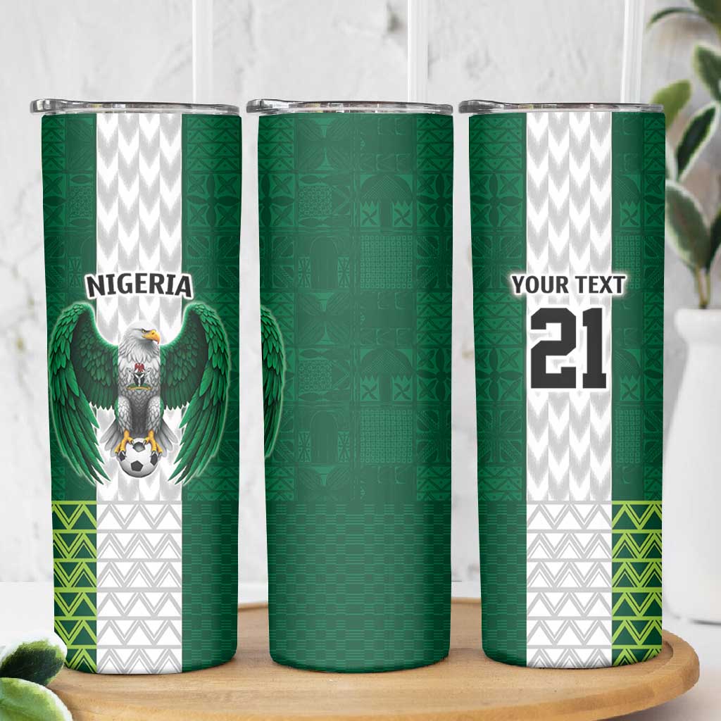 Custom Football African Nigeria Skinny Tumbler Retro Nigeria 20-21 Eagle Flag Motif - African Pride