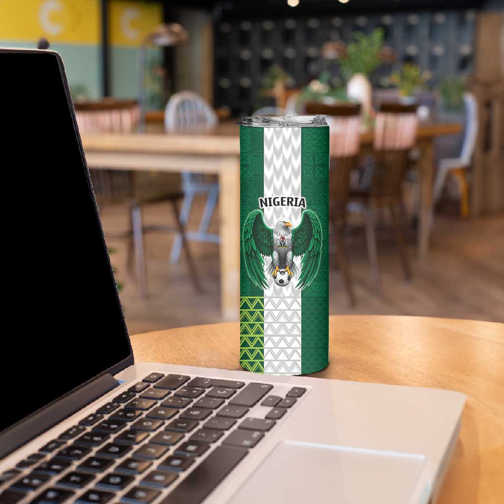 Custom Football African Nigeria Skinny Tumbler Retro Nigeria 20-21 Eagle Flag Motif - African Pride