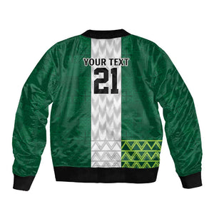 Custom Football African Nigeria Sleeve Zip Bomber Jacket Retro Nigeria 20-21 Eagle Flag Motif - African Pride