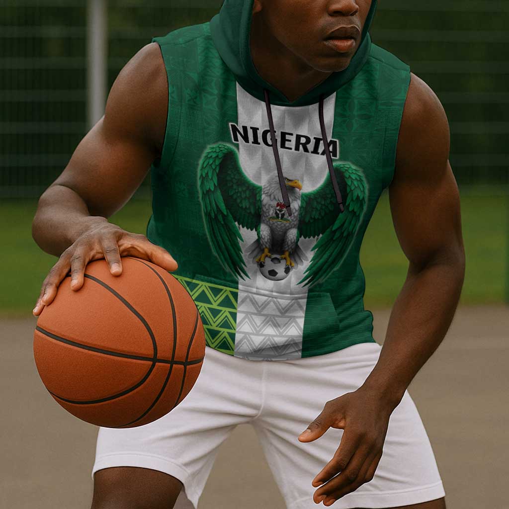 Custom Football African Nigeria Sleeveless Hoodie Retro Nigeria 20-21 Eagle Flag Motif - African Pride