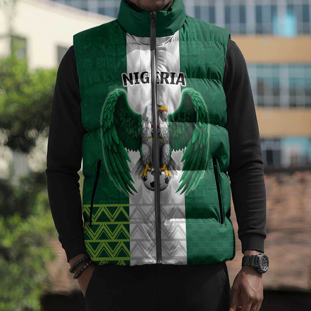 Custom Football African Nigeria Sleeveless Puffer Jacket Retro Nigeria 20-21 Eagle Flag Motif
