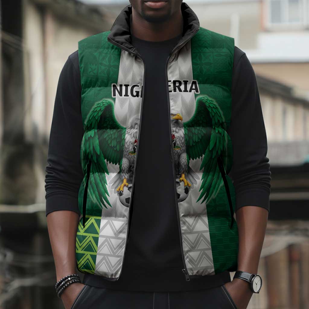 Custom Football African Nigeria Sleeveless Puffer Jacket Retro Nigeria 20-21 Eagle Flag Motif