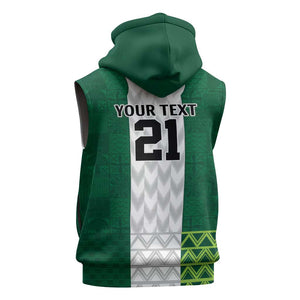 Custom Football African Nigeria Sleeveless Zip Hoodie Retro Nigeria 20-21 Eagle Flag Motif - African Pride