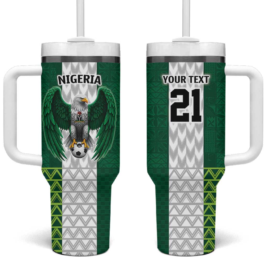 Custom Football African Nigeria Tumbler With Handle Retro Nigeria 20-21 Eagle Flag Motif - African Pride