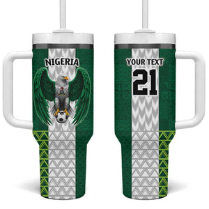Custom Football African Nigeria Tumbler With Handle Retro Nigeria 20-21 Eagle Flag Motif - African Pride