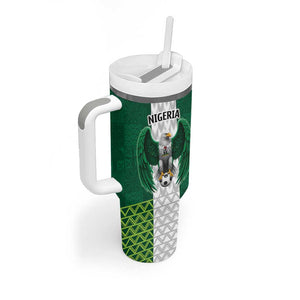 Custom Football African Nigeria Tumbler With Handle Retro Nigeria 20-21 Eagle Flag Motif - African Pride