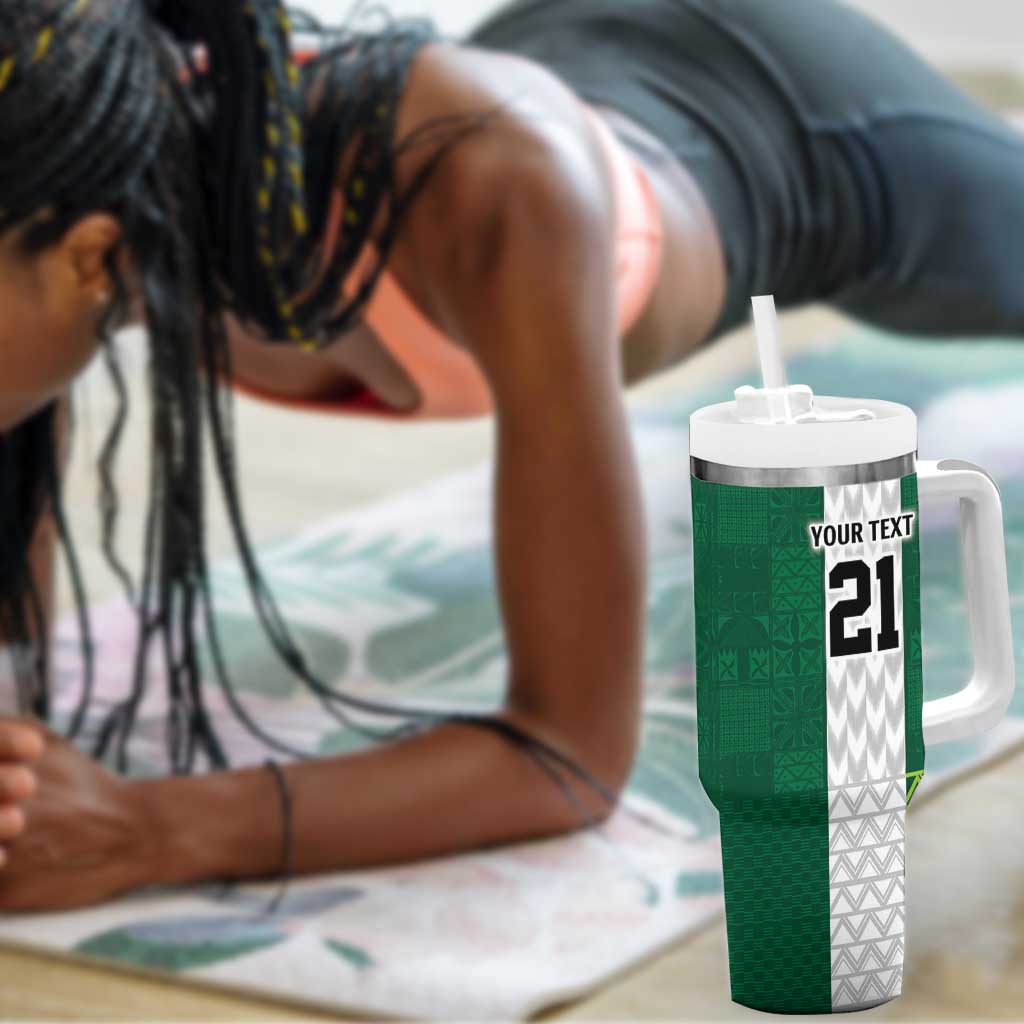 Custom Football African Nigeria Tumbler With Handle Retro Nigeria 20-21 Eagle Flag Motif - African Pride