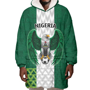 Custom Football African Nigeria Wearable Blanket Hoodie Retro Nigeria 20-21 Eagle Flag Motif - African Pride