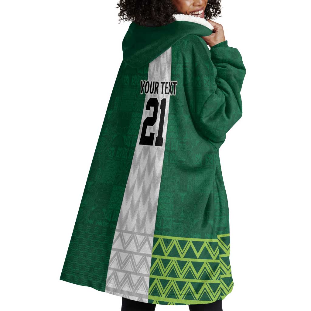 Custom Football African Nigeria Wearable Blanket Hoodie Retro Nigeria 20-21 Eagle Flag Motif - African Pride