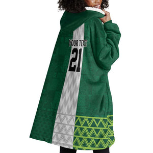 Custom Football African Nigeria Wearable Blanket Hoodie Retro Nigeria 20-21 Eagle Flag Motif - African Pride