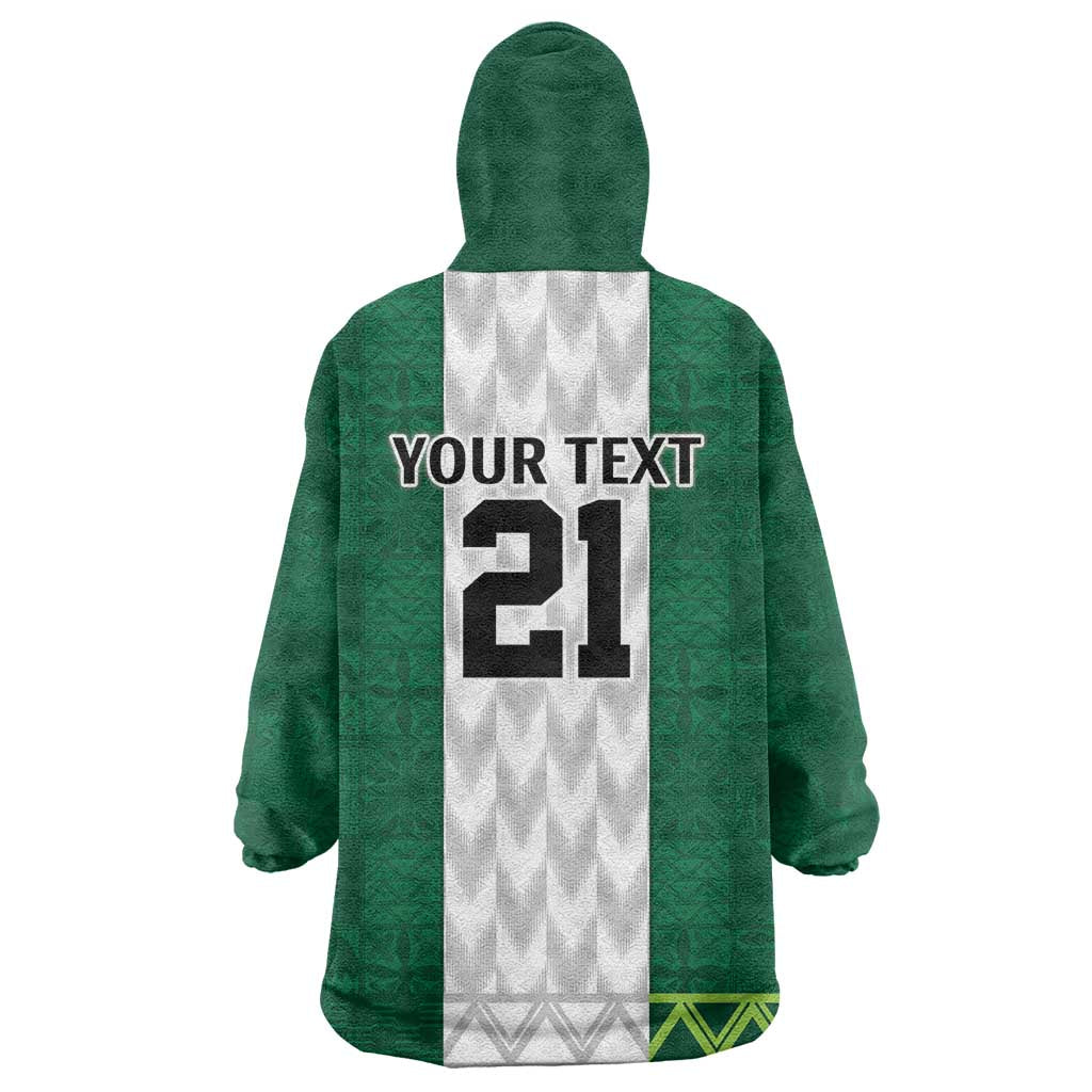 Custom Football African Nigeria Wearable Blanket Hoodie Retro Nigeria 20-21 Eagle Flag Motif - African Pride
