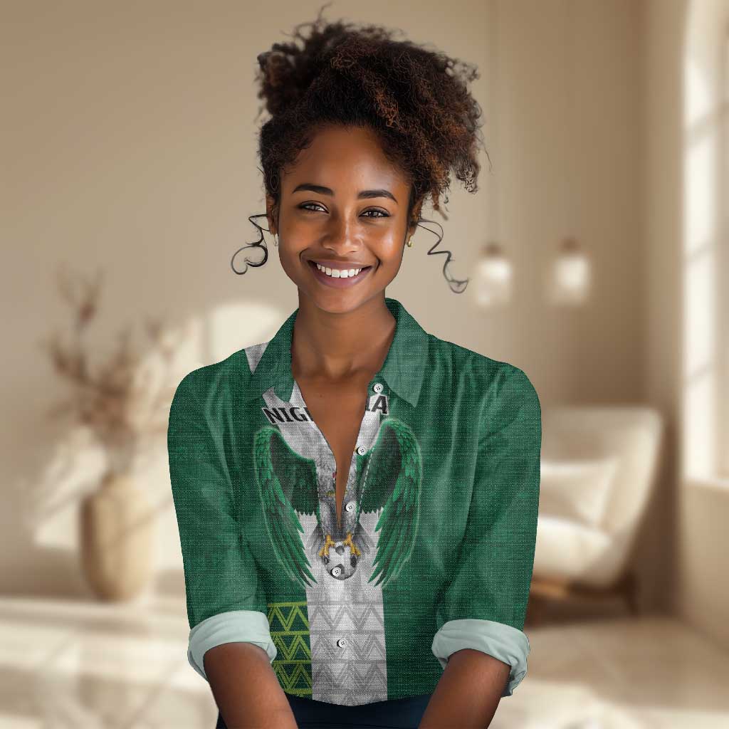 Custom Football African Nigeria Women Casual Shirt Retro Nigeria 20-21 Eagle Flag Motif - African Pride