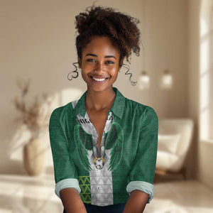 Custom Football African Nigeria Women Casual Shirt Retro Nigeria 20-21 Eagle Flag Motif - African Pride
