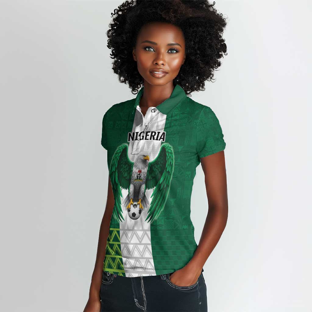 Custom Football African Nigeria Women Polo Shirt Retro Nigeria 20-21 Eagle Flag Motif - African Pride