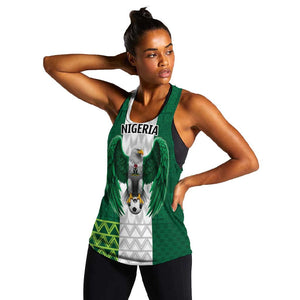 Custom Football African Nigeria Women Racerback Tank Retro Nigeria 20-21 Eagle Flag Motif - African Pride