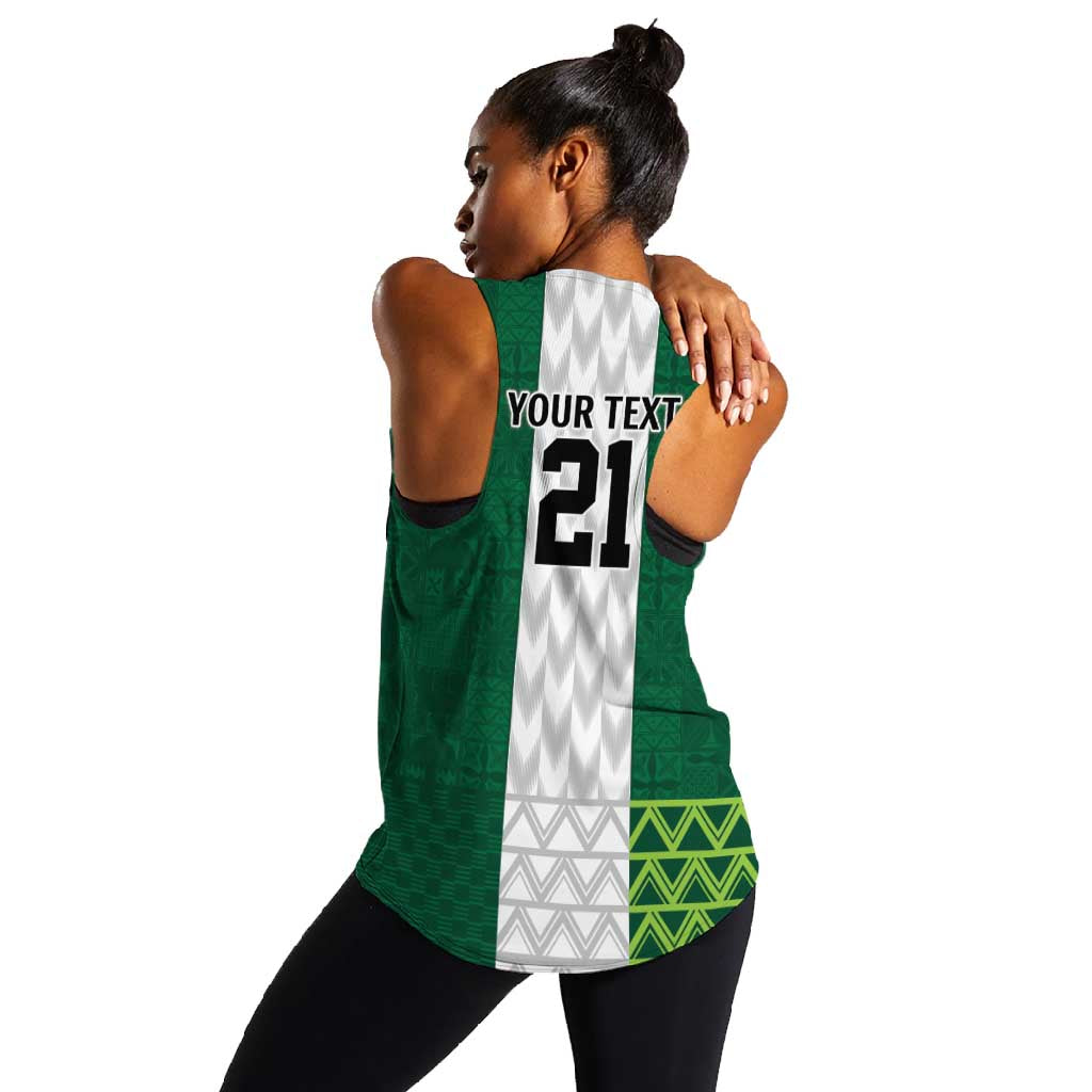 Custom Football African Nigeria Women Racerback Tank Retro Nigeria 20-21 Eagle Flag Motif - African Pride