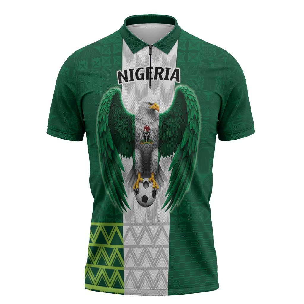 Custom Football African Nigeria Zipper Polo Shirt Retro Nigeria 20-21 Eagle Flag Motif