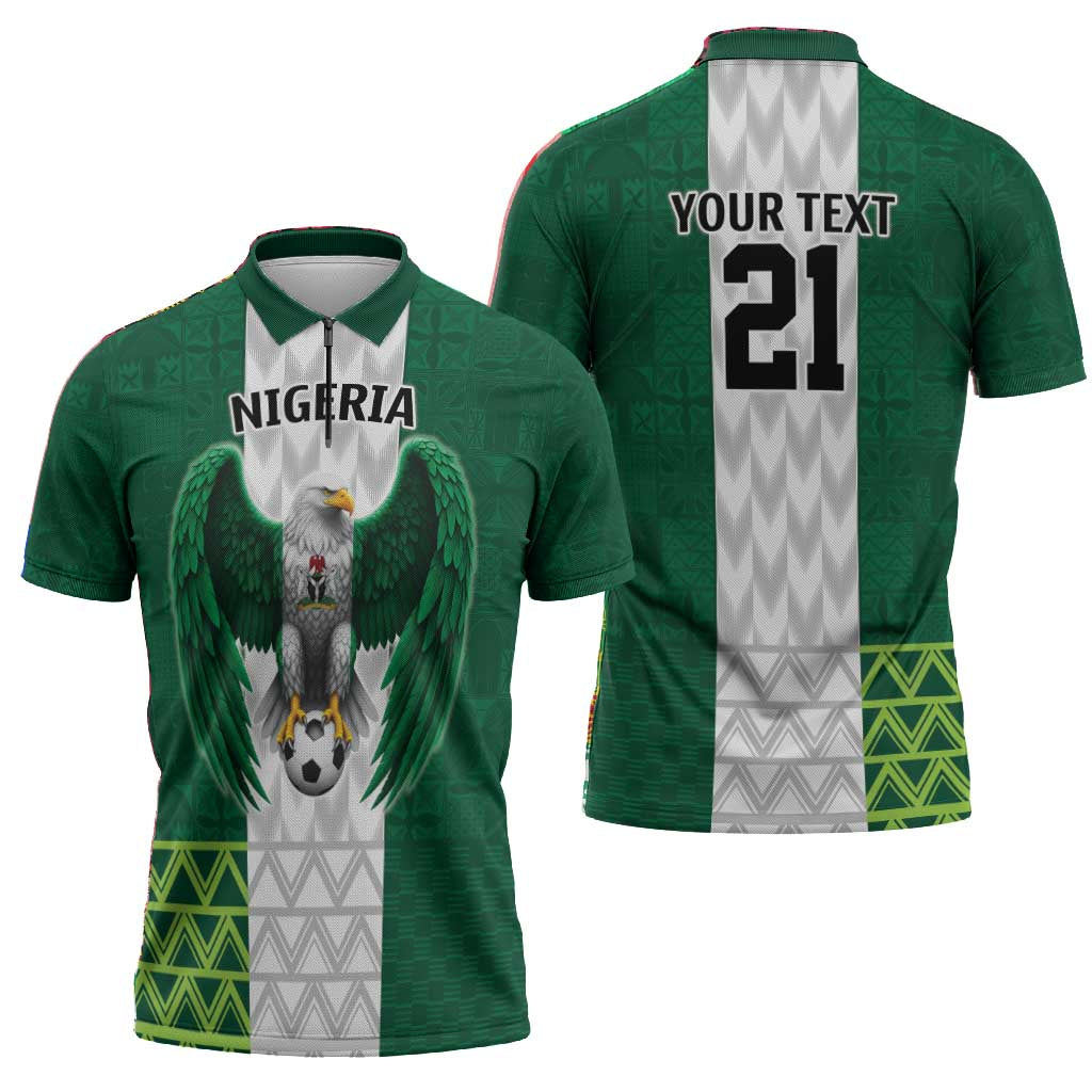 Custom Football African Nigeria Zipper Polo Shirt Retro Nigeria 20-21 Eagle Flag Motif