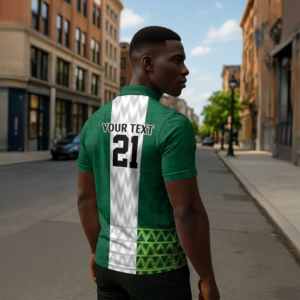 Custom Football African Nigeria Zipper Polo Shirt Retro Nigeria 20-21 Eagle Flag Motif