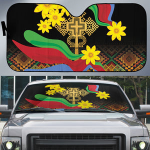 Eritrea Meskel Auto Sun Shade Eritrean Tribal Meskel Daisy Flag Inspired