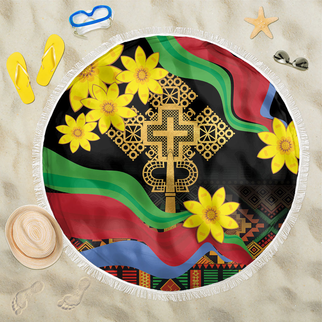 Eritrea Meskel Beach Blanket Eritrean Tribal Meskel Daisy Flag Inspired
