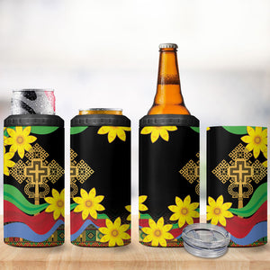 Eritrea Meskel 4 in 1 Can Cooler Tumbler Eritrean Tribal Meskel Daisy Flag Inspired