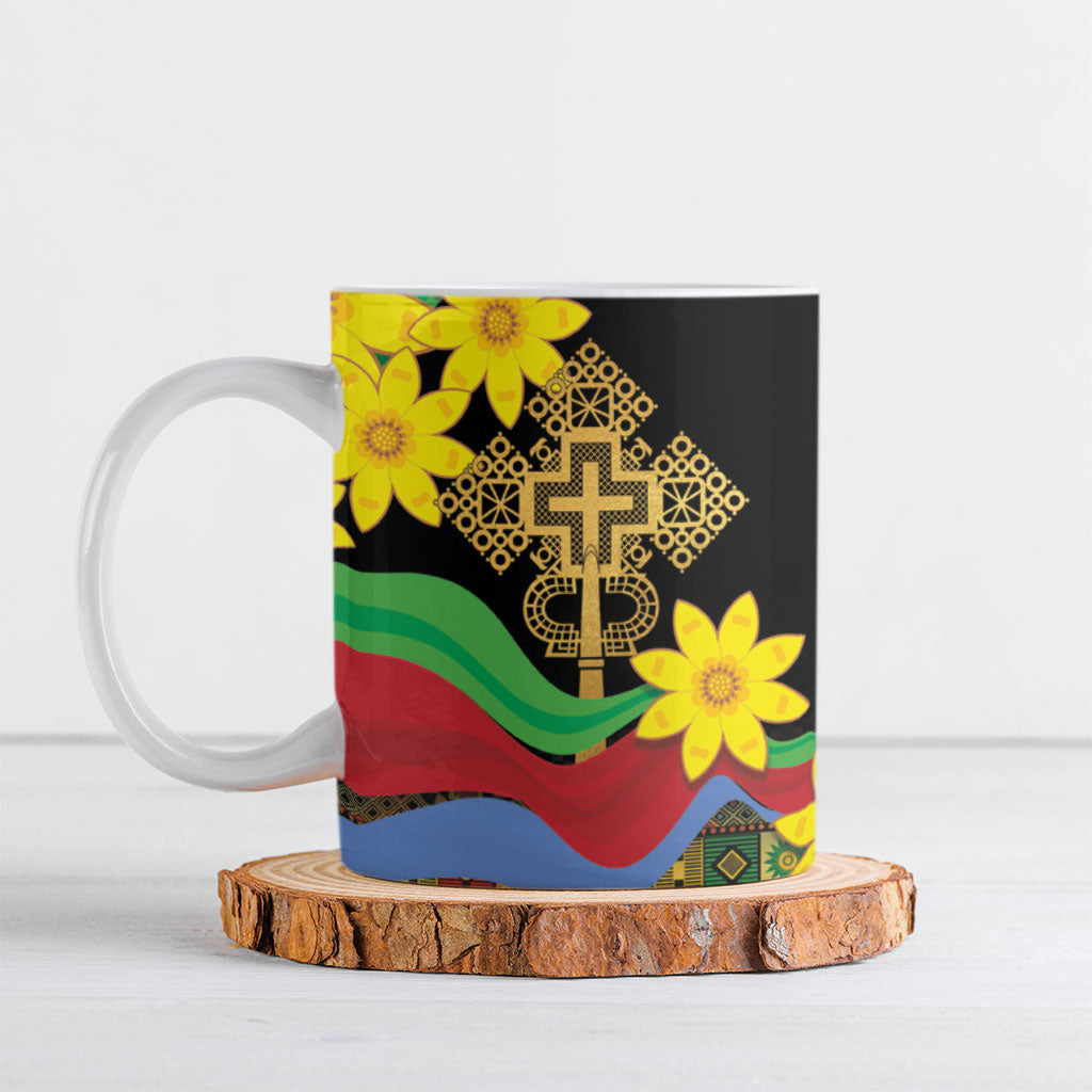 Eritrea Meskel Ceramic Mug Eritrean Tribal Meskel Daisy Flag Inspired