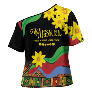 Eritrea Meskel Cross Shoulder Shirt Eritrean Tribal Meskel Daisy Flag Inspired