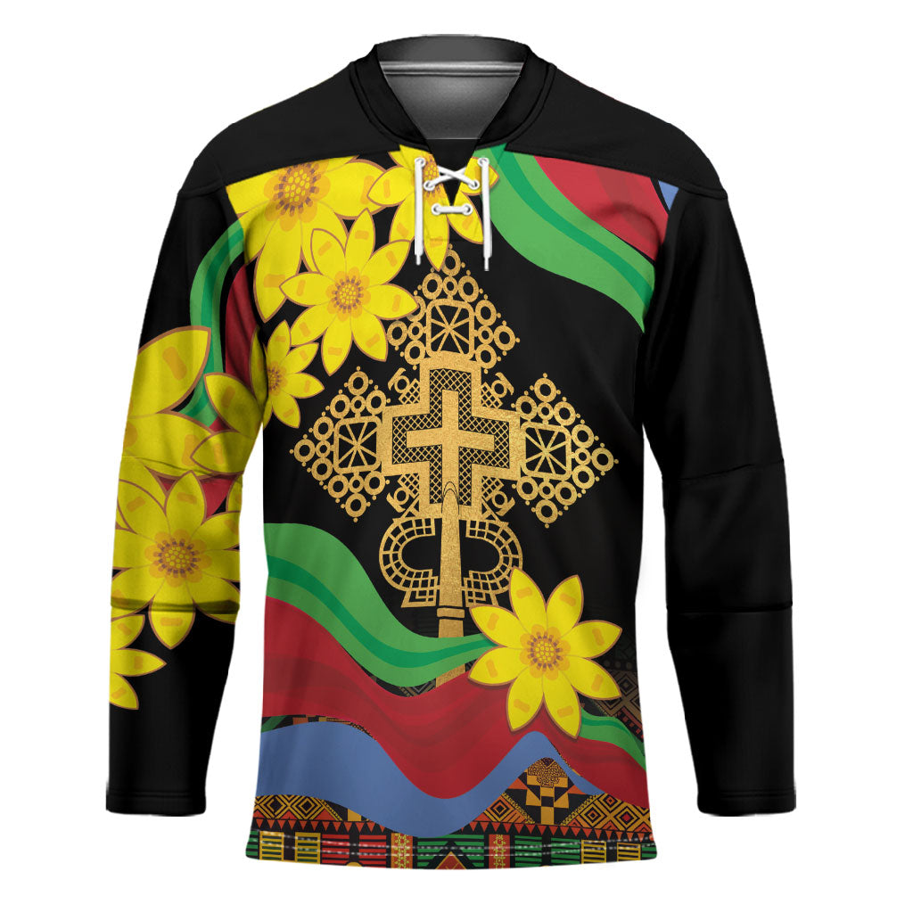 Eritrea Meskel Hockey Jersey Eritrean Tribal Meskel Daisy Flag Inspired